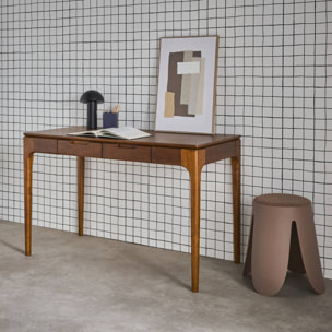 Bureau bois d'hévéa placage frêne 2 tiroirs ALIENOR