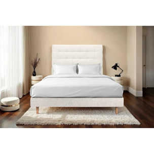 Lit avec tête de lit capitonnée tissu et sommier kit Ep14