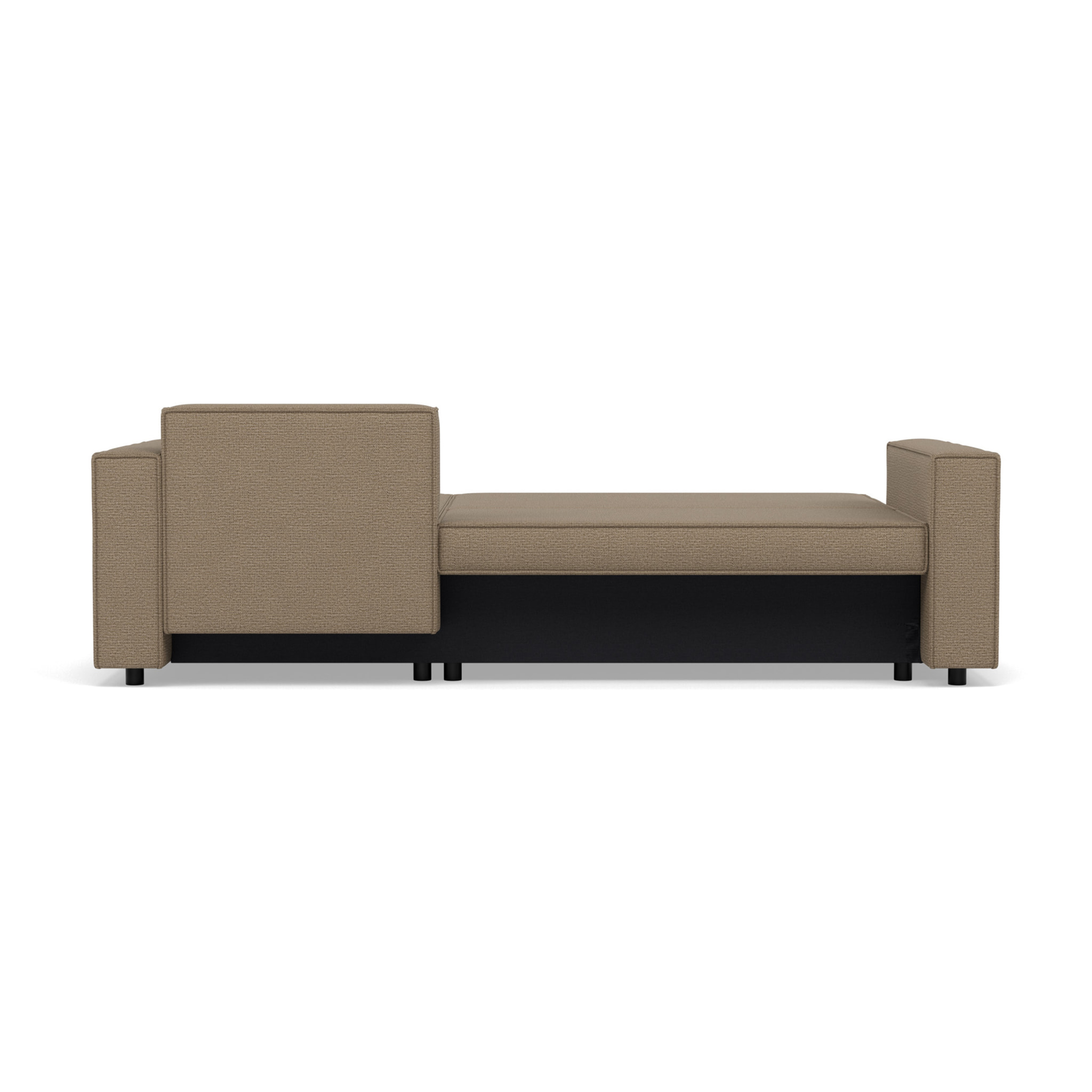 Jonas - canapé d'angle réversible 4 places convertible avec coffre en tissu texturé - Taupe