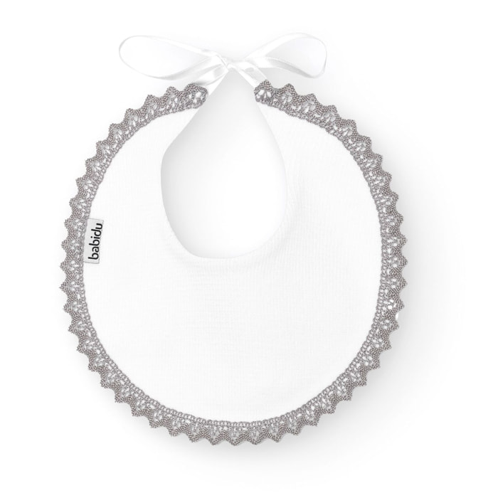 Babero Redondo Puntilla Canutillo 01 Blanco Talla Uni
