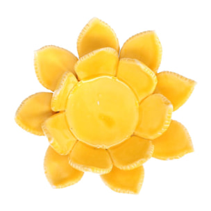 Portacandele Frida in ceramica da 1 posto giallo tondo cmø10h6