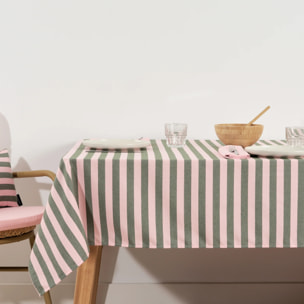 Nappe en tissu jacquard Maglia Rayure Rose y Musgo