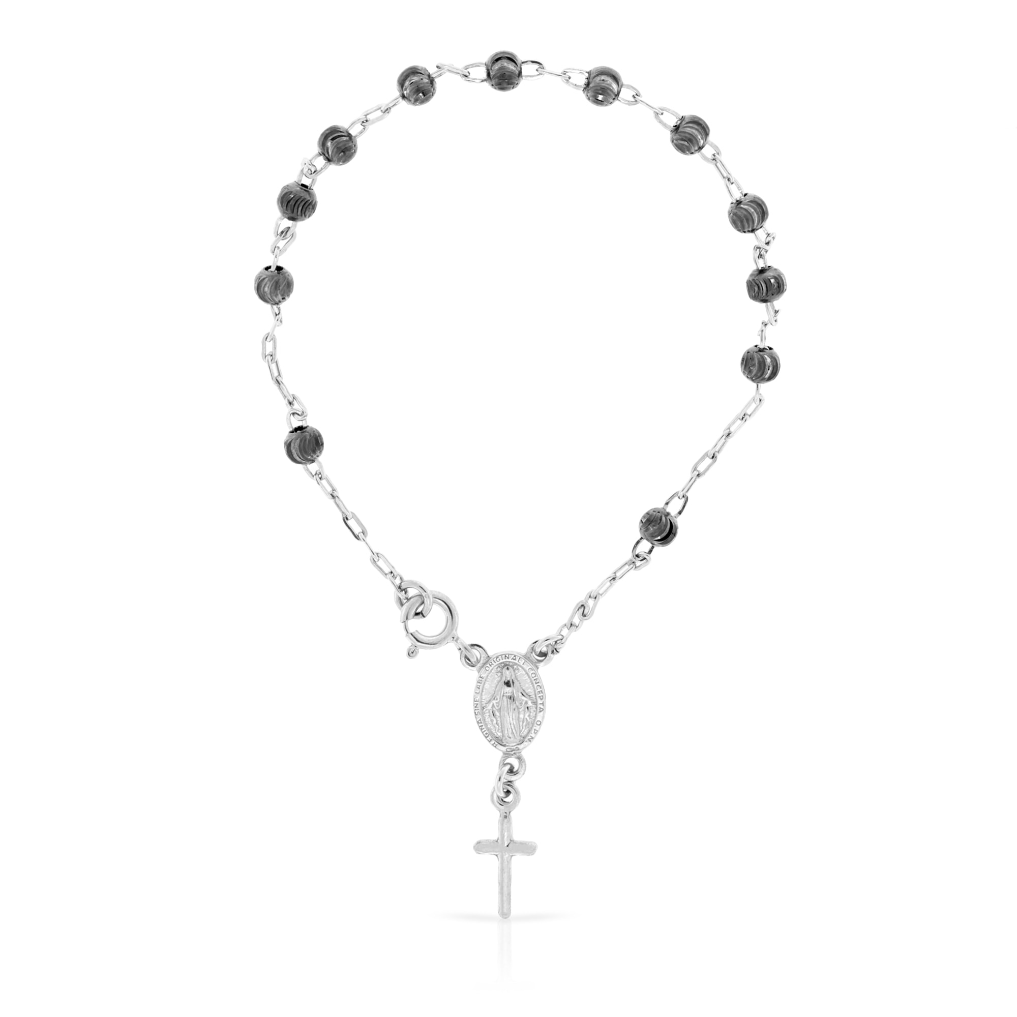 Pulsera Rosario de Plata de Ley 925  con cuentas