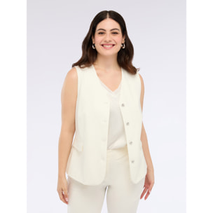 Fiorella Rubino - Chaleco de punto Milano con botones - Blanco