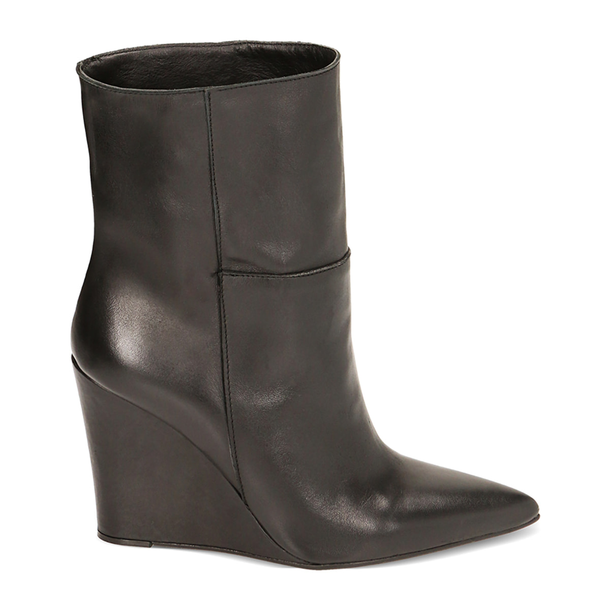 Stivaletti neri in pelle, zeppa 9,5 cm