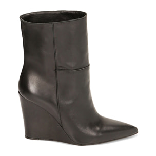 Stivaletti neri in pelle, zeppa 9,5 cm