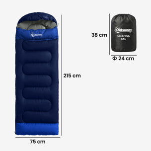 Saco de Dormir Adulto, Ligero y Compacto, para 3 Estaciones, Impermeable, Saco de Dormir Rectangular Plegable Portátil, Tamaño Pequeño, para Acampar, Senderismo, Viaje al Aire Libre, Azul