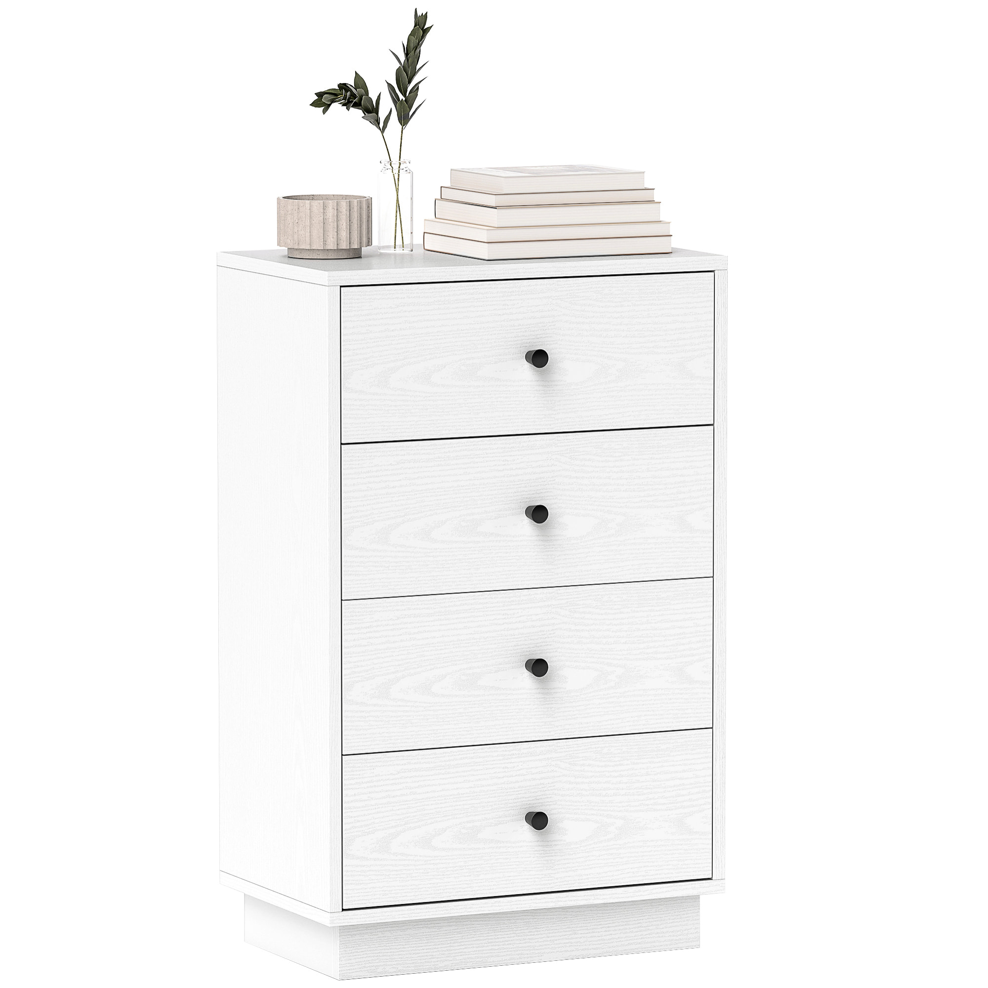 Cómoda de 4 Cajones Cómoda para Dormitorio Moderna Cajonera Estrecha para Salón Pasillo 47x29x75 cm Blanco