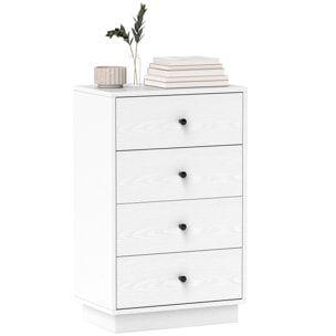 Cómoda de 4 Cajones Cómoda para Dormitorio Moderna Cajonera Estrecha para Salón Pasillo 47x29x75 cm Blanco