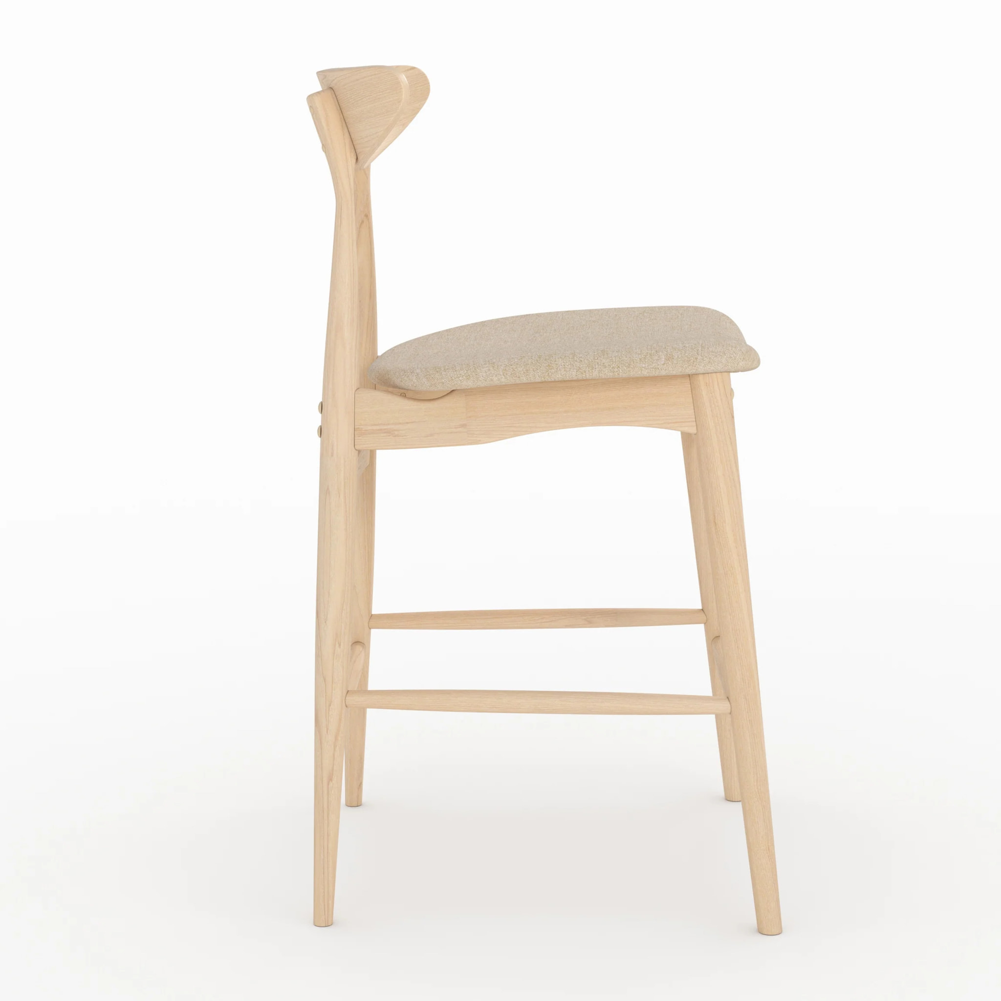 Lot de 2 chaises pour ilot central 63,5 cm en tissu beige et bois - Josette