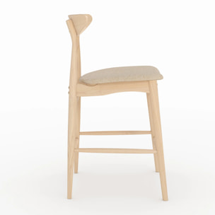 Lot de 2 chaises pour ilot central 63,5 cm en tissu beige et bois - Josette