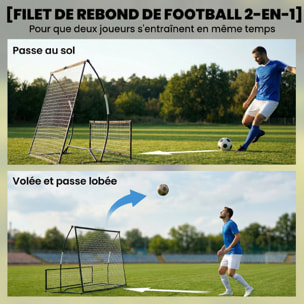 Filet de rebond football double face avec sac métal noir