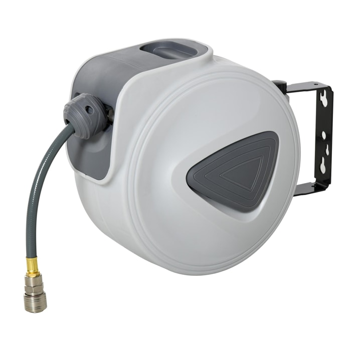 Enrouleur de tuyau à air comprimé automatique - tuyau : 10 m + 0,9 m - gris