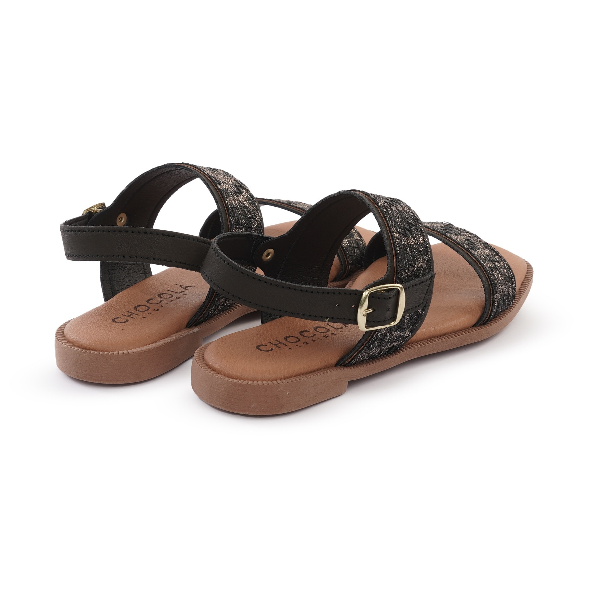 SANDALO FLAT DOPPIA FASCIA NERO