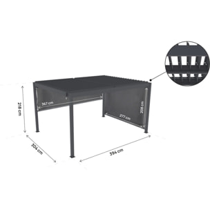 Pergola bioclimatique avec 2 stores en aluminium "Windsor" - 3 x 4 m - Gris