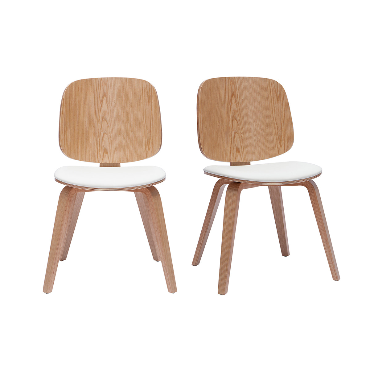 Chaises scandinaves en bois clair et blanc (lot de 2) BECK