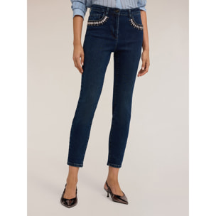 Motivi - Jeans skinny con tasche ricamate - Blu