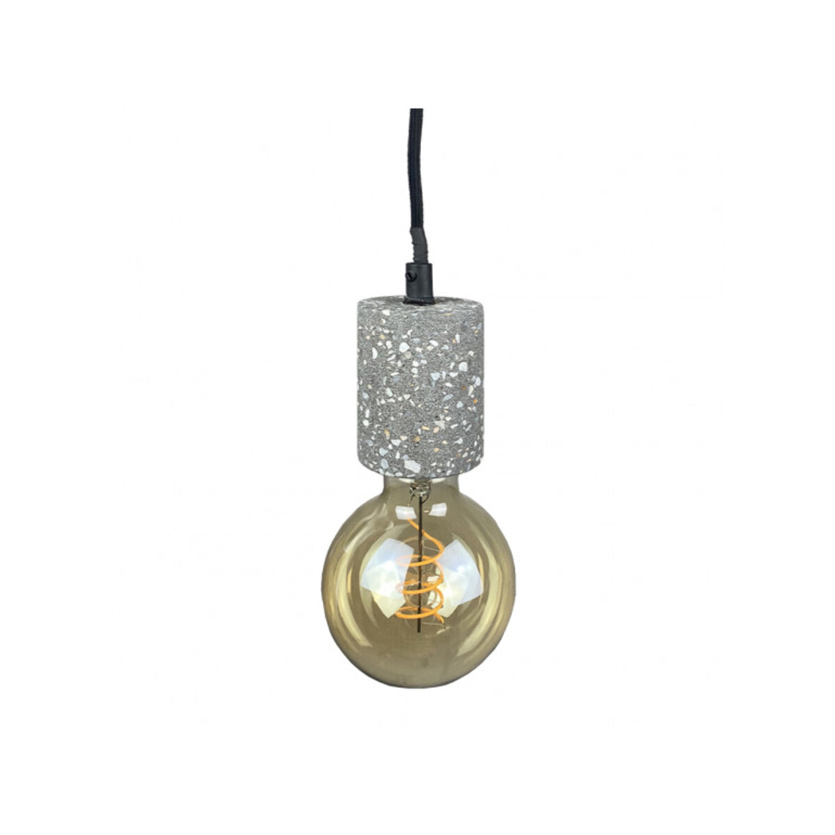 Suspension lumineuse en terrazzo gris ciment - PRAO