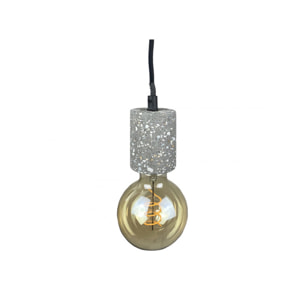 Suspension lumineuse en terrazzo gris ciment - PRAO