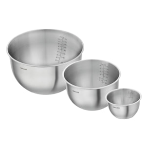 Set de bols S/M/L / 3-pcs, Acier inoxydable, Argent