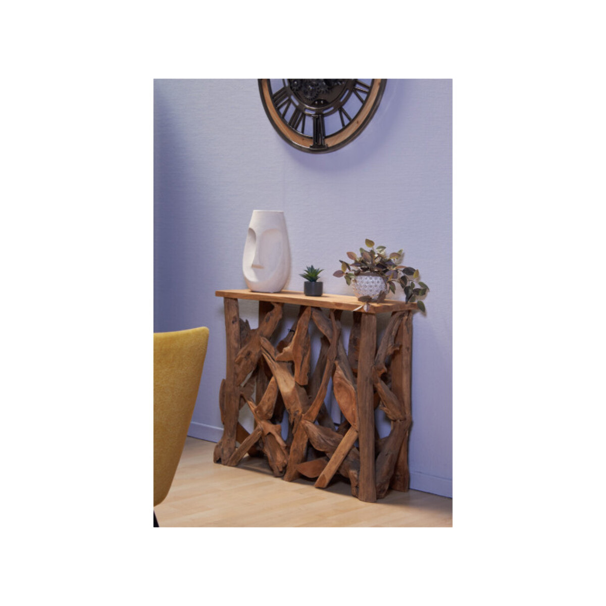 Console rectangulaire L. 98 cm en bois de teck avec plateau – BERLIOZ