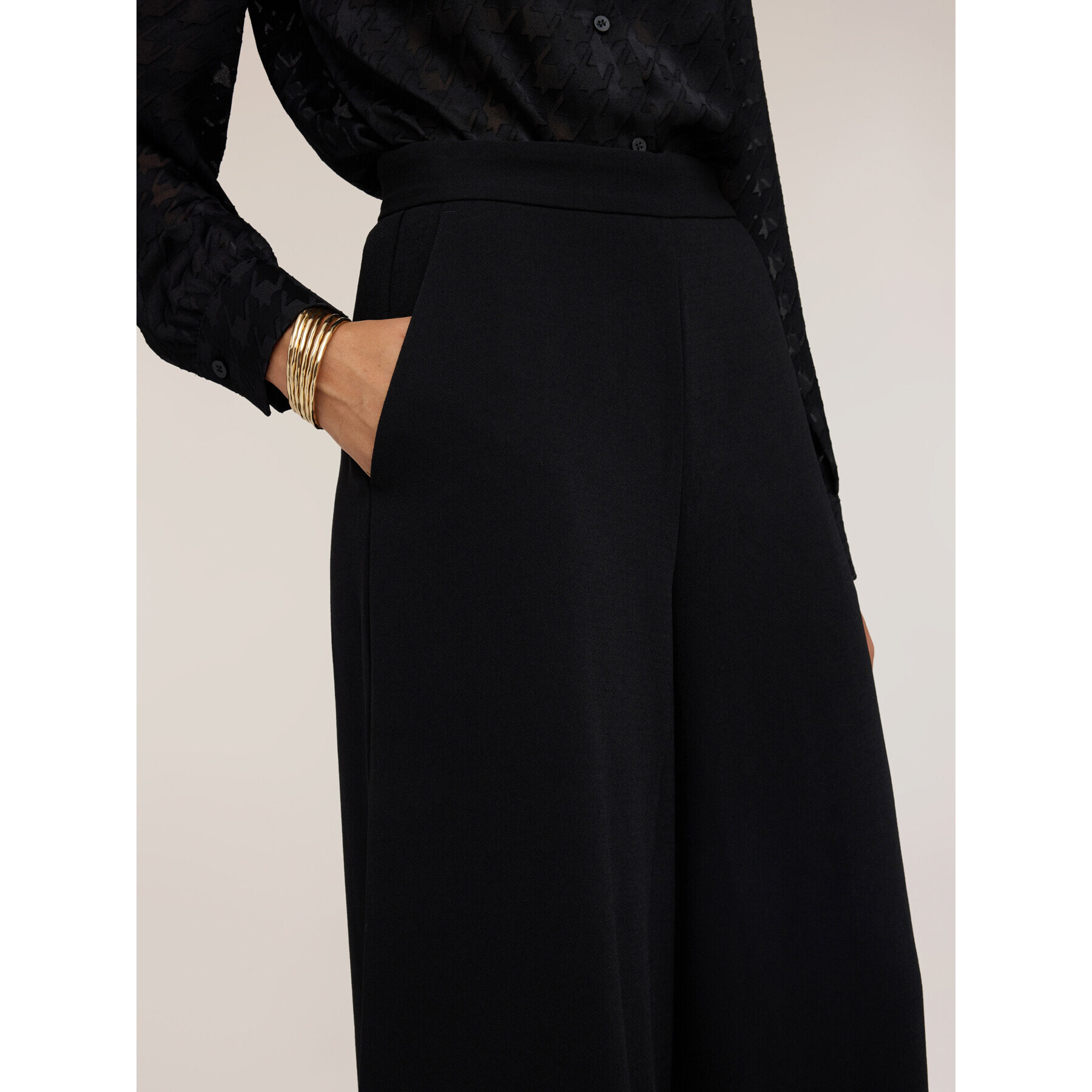 Motivi - Pantaloni palazzo in crêpe - Nero