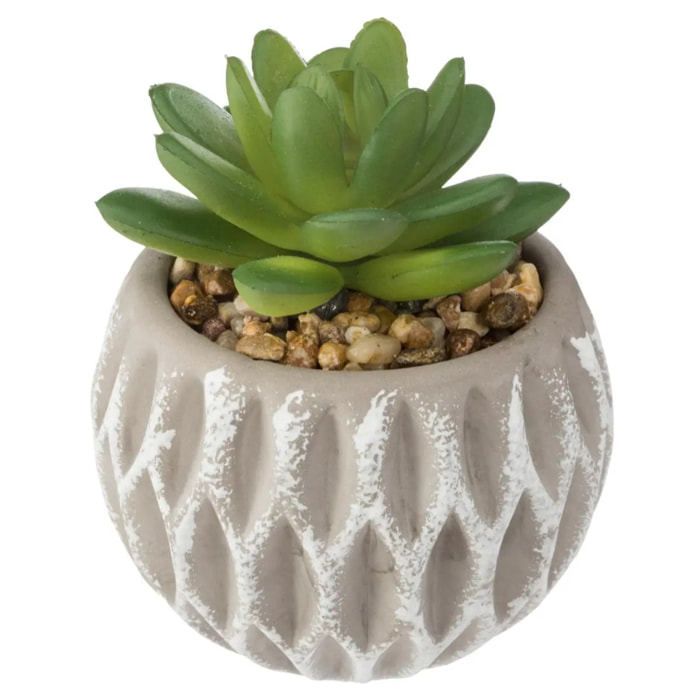 Succulente artificielle - pot en ciment - H9 cm