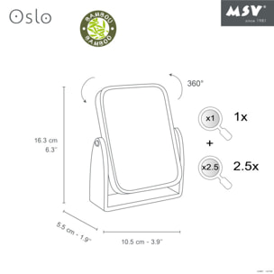 Miroir grossissant à  poser OSLO Bois & Blanc MSV