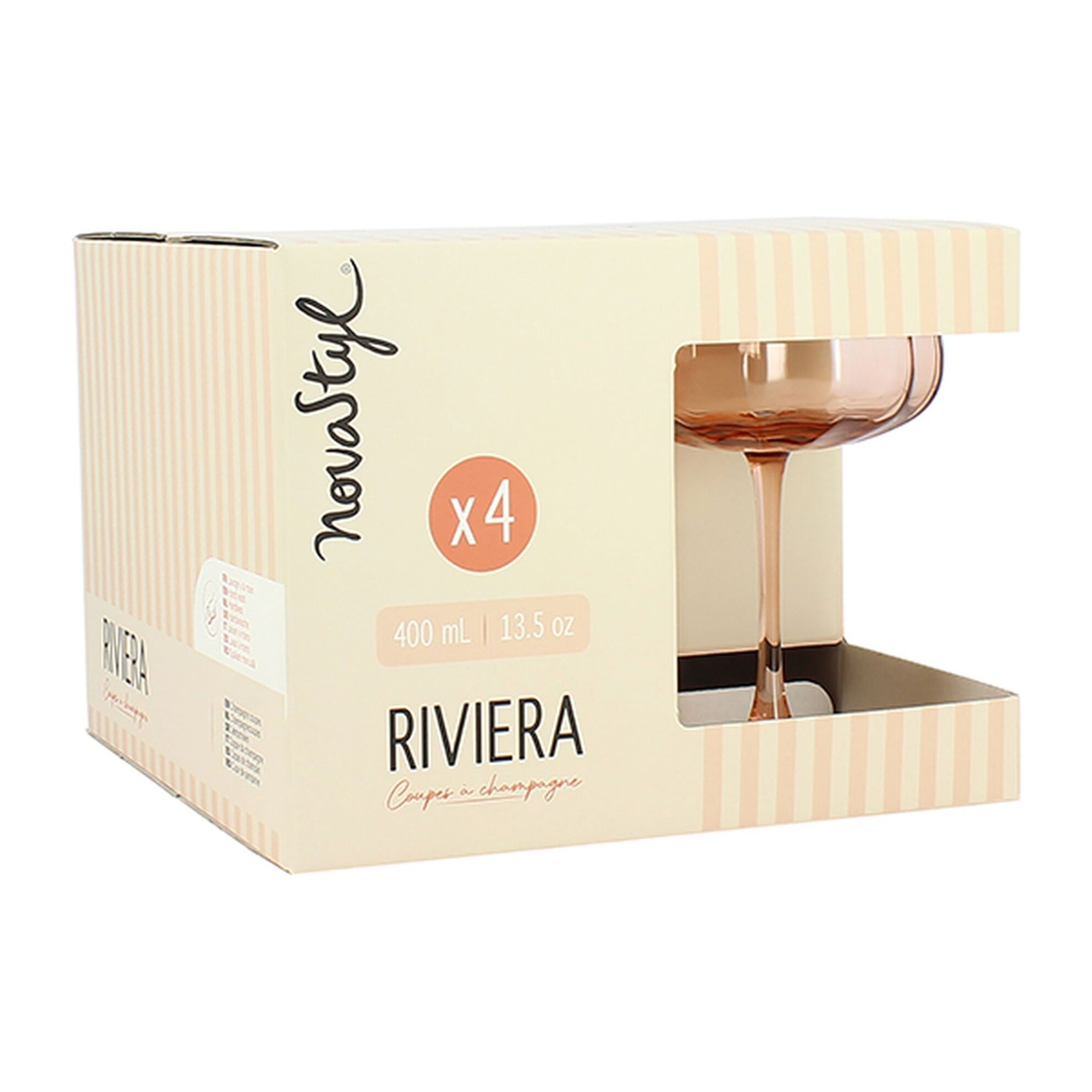 Lot de 4 coupes en verre 36,5cl rose RIVIERA