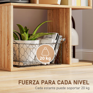 Librería de 5 Niveles, Estantería para Libros en Forma de S con 10 Estantes, para Sala de Estar, Dormitorio, Estudio, Oficina, 60x24x184,5 cm, Natural
