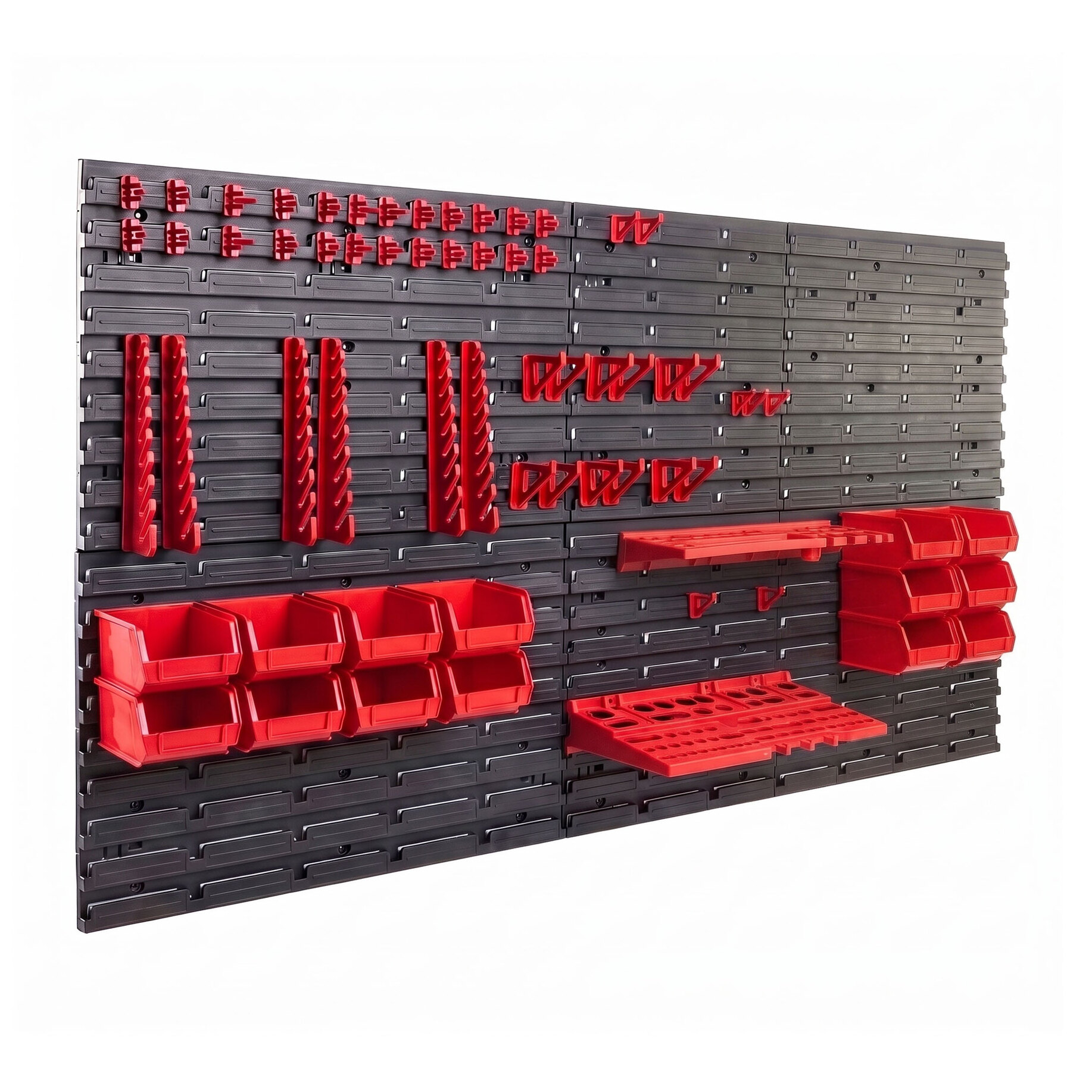 Peg Large - 6 Pannelli Forati Portautensili da Officina 98 Pezzi Porta attrezzi Portaoggetti da Parete in Plastica Nero