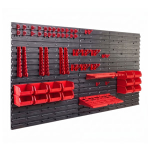 Peg Large - 6 Pannelli Forati Portautensili da Officina 98 Pezzi Porta attrezzi Portaoggetti da Parete in Plastica Nero