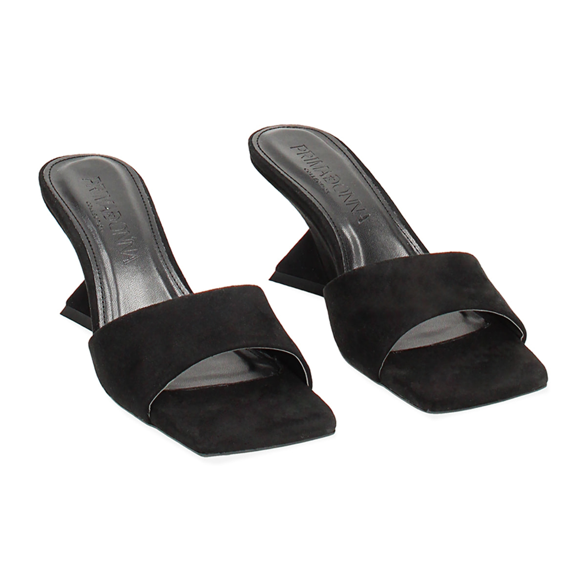 Mules Open Toe nere in tessuto