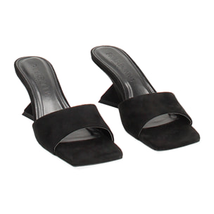 Mules Open Toe nere in tessuto