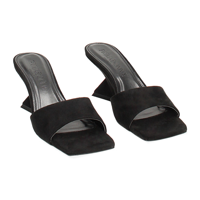 Mules Open Toe nere in tessuto