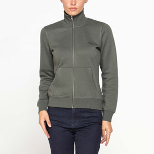 FELPA FULL ZIP A COLLO ALTO IN TESSUTO FELPATO