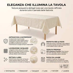 Tovaglia jacquard lurex in poliestere - PANNA/ORO