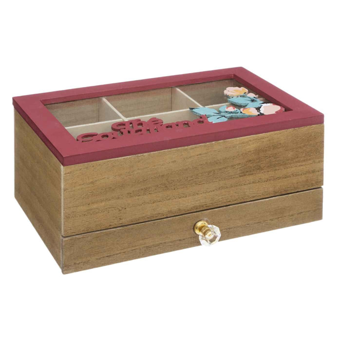 Caja de té chile madera