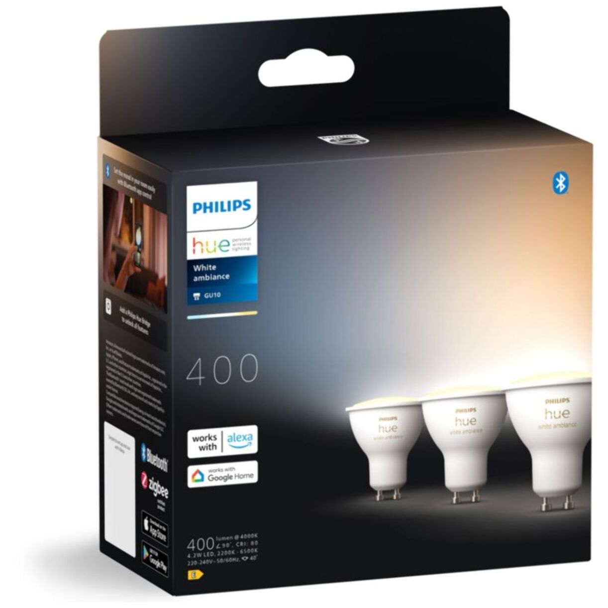 Pack PHILIPS Hue Pack de 3 ampoules 5W GU10 White