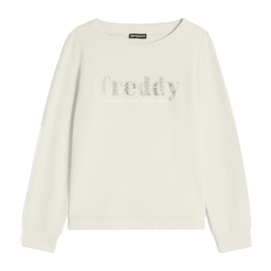 Felpa girocollo in french terry modal con logo in strass