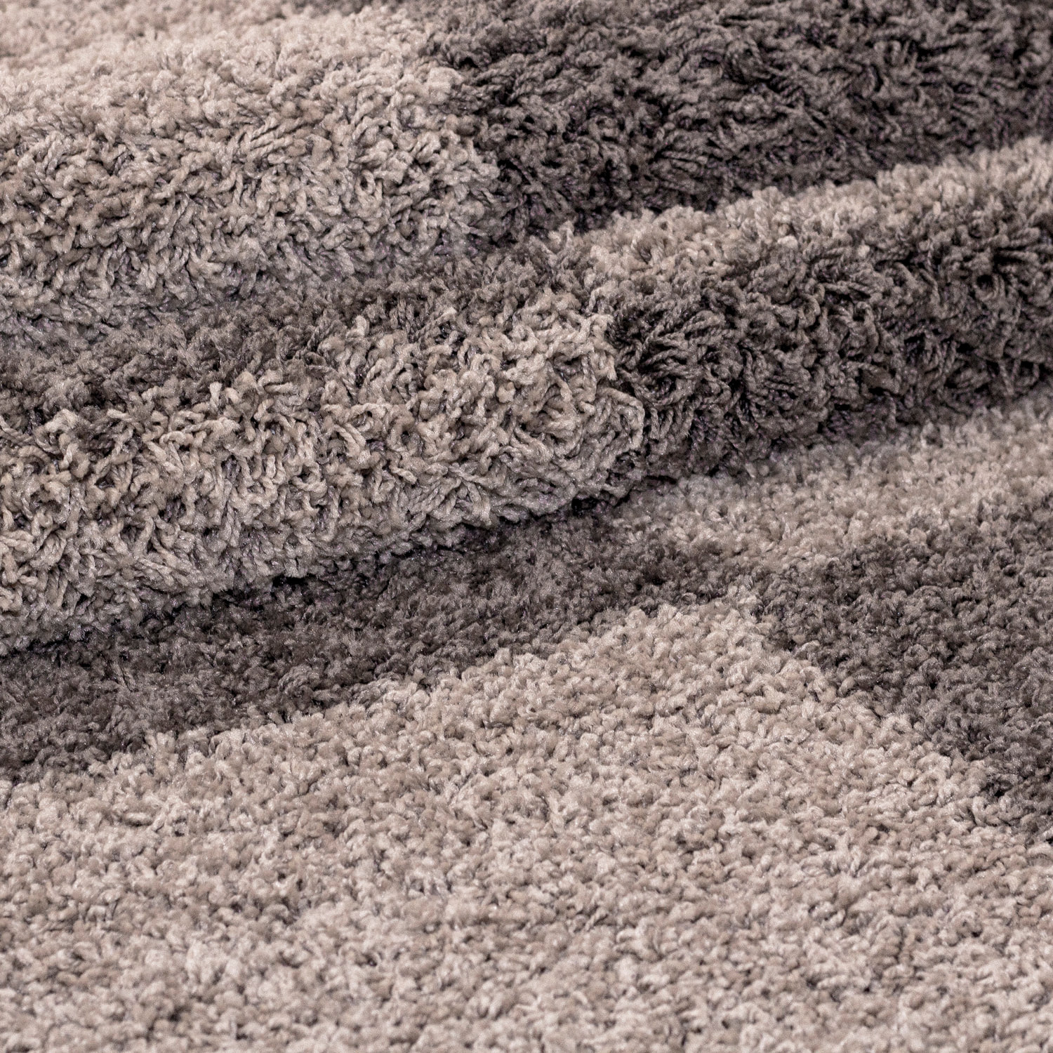 GALA - Tapis shaggy à poils longs motif géométrique taupe