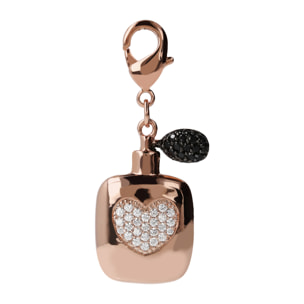 Pendente Profumo placcato Oro Rosa 18Kt con Cuore in Pavé di Cubic Zirconia Bianche