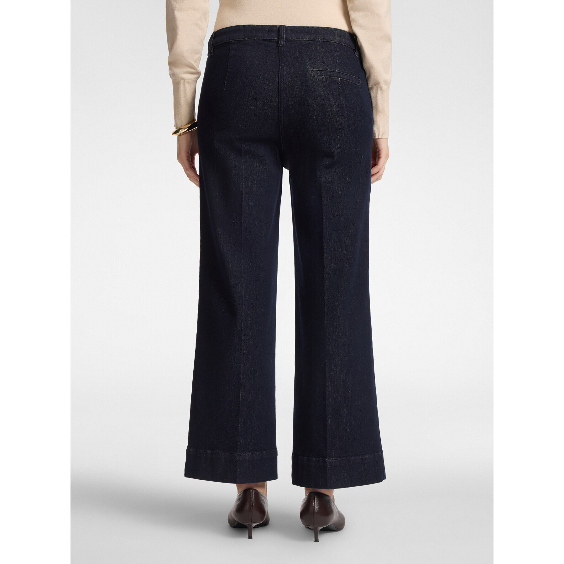 Elena Mirò - Jeans cropped wide leg en denim - Azul