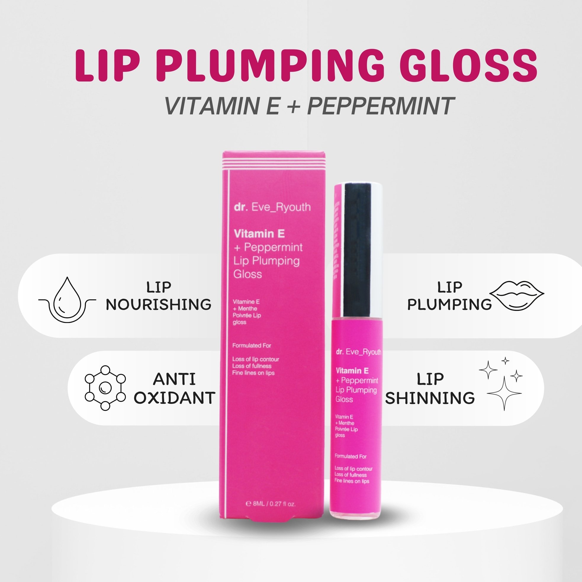 Crema voluminizadora de labios con vitamina E y menta