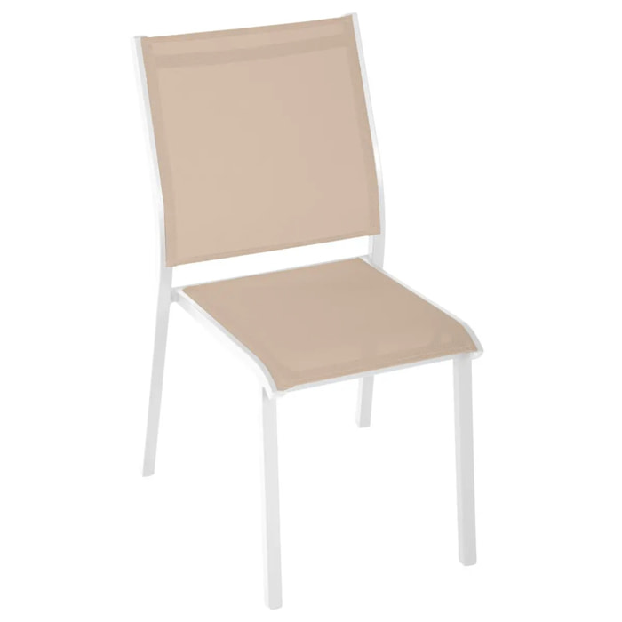Chaise de jardin empilable "Essentia" lin & blanc en aluminium traité époxy