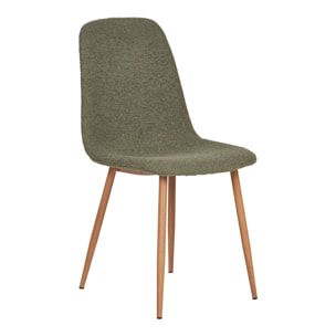 Set 2 sedie da pranzo Stockholm in Bouclé Verde Scuro con Gambe Effetto Legno