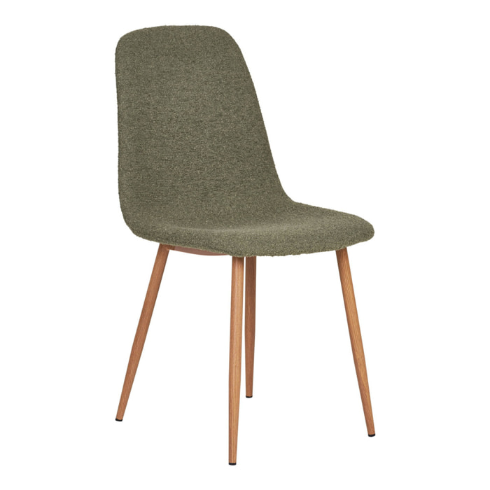 Set 2 sedie da pranzo Stockholm in Bouclé Verde Scuro con Gambe Effetto Legno