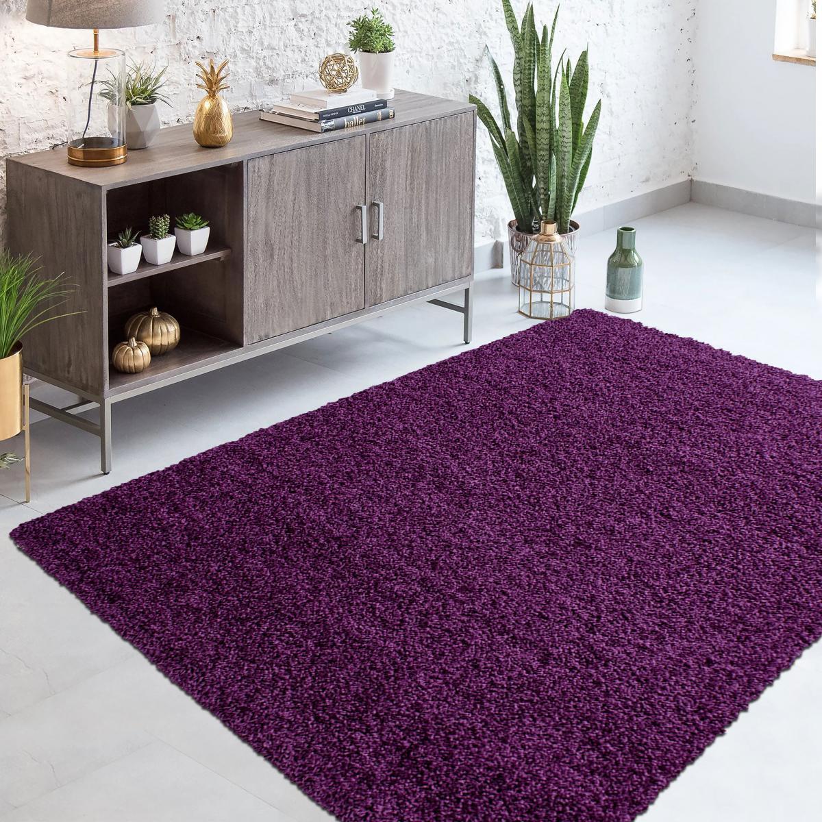 Tapis poils longs shaggy tissé motif uni GECO