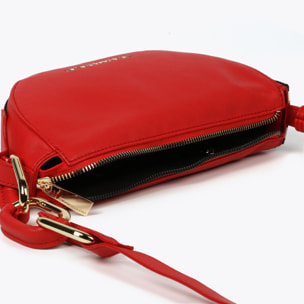 Borsa a tracolla con rondelle e nastro con logo