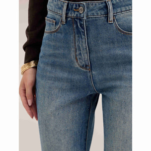 Motivi - Jeans regular vita alta con dettaglio strass - Azzurro